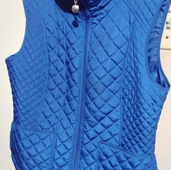 Calvin Klein Quilted Vest Blue Hand Warmer Style Pockets Sz XS - Picture 2 of 13